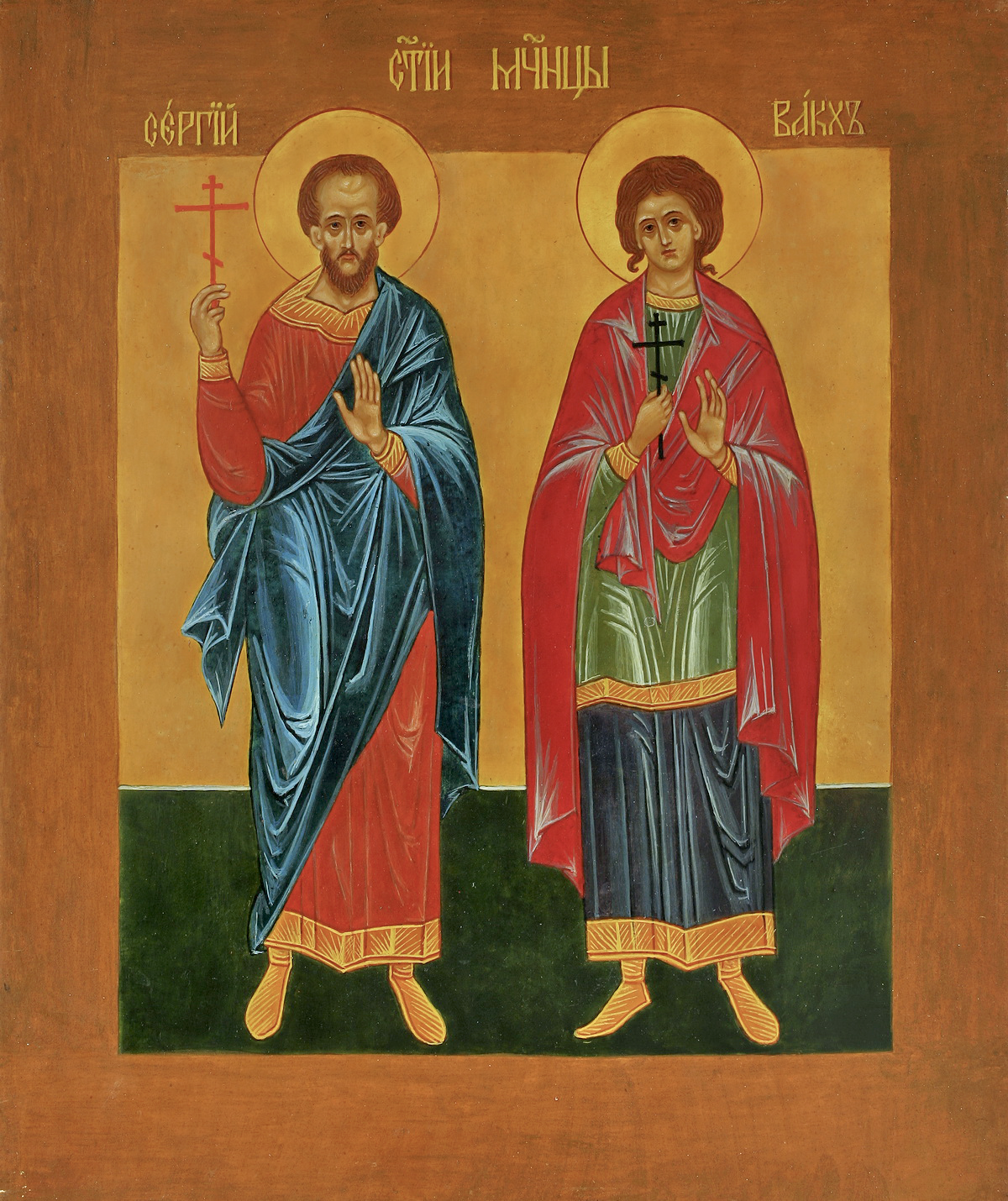 Иконы с двумя святыми. Икона святых мучеников Сергия и Вакха.