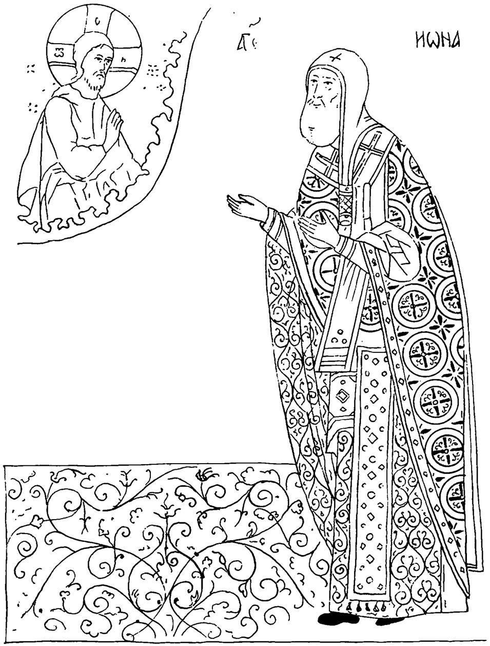 Преподобный Серафим прорись иконы