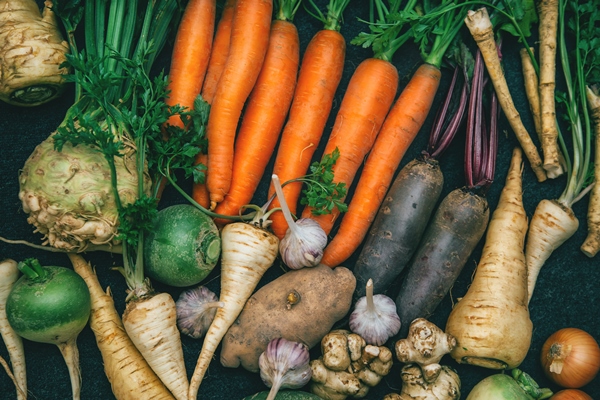 root crops carrots parsley root turnip onion garlic jerusalem artichoke horseradish root crops background - Консервированный топинамбур