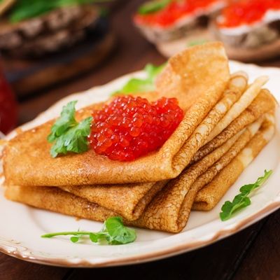 Постные блины с «икрой» из ламинарии