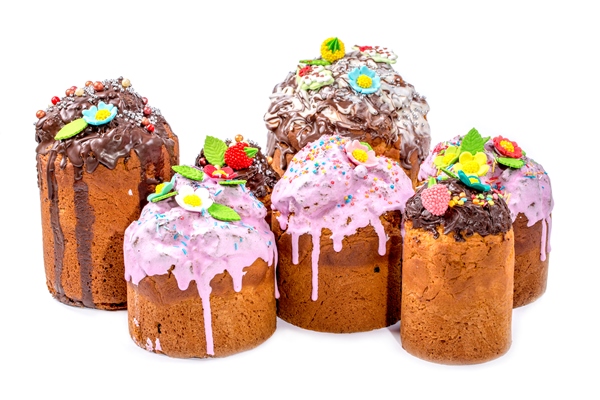 easter cakes homemade pastries on a white background - Кулич домашний