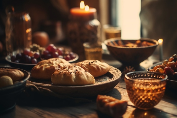 homemade bread and sweet berry fruit basket generated by ai - Библия о пище