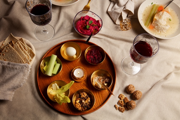 view of feast at the table for the first day of passover seder - Библия о пище