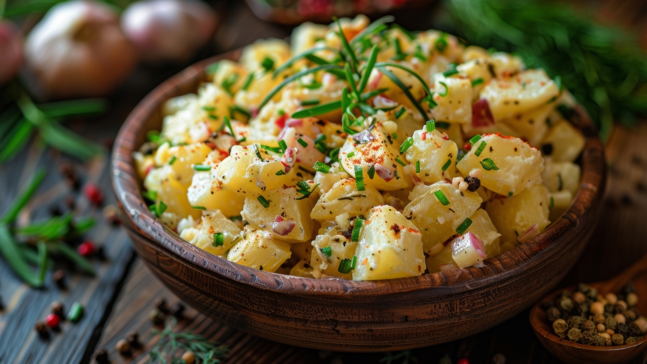 Картофельный салат с сырыми овощами Картофельный салат с сырыми овощами
