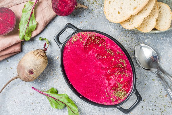 Постный суп-крем из свёклы с гренками beet root cream soup - Постный суп-крем из свёклы с гренками