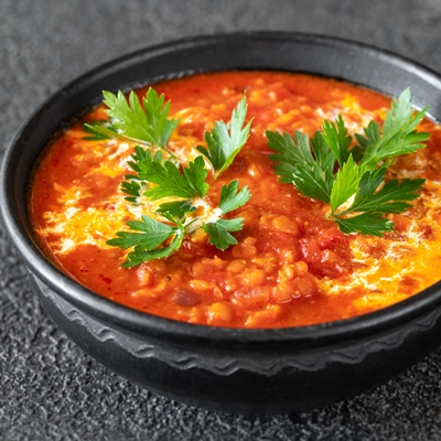 Томатный суп с чечевицей