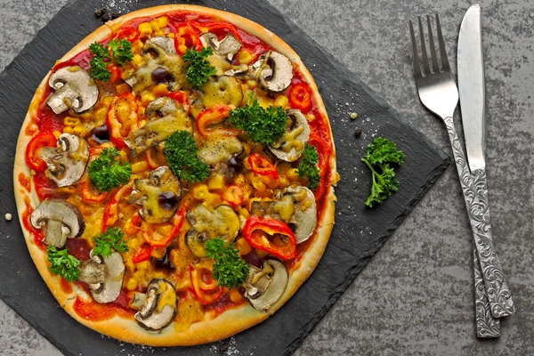 vegan pizza with mushrooms vegetables and herbs keto diet pegan diet 1 - Постная пицца с грибами и овощами