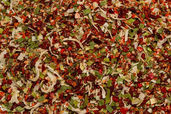 seasoning for soup dried vegetables slices isolated on a white background top view - Обед по-монастырски на среду Великого поста