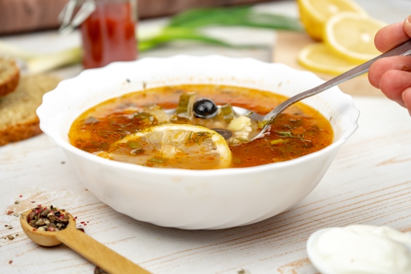 Монастырская архиерейская солянка traditional russian soup solyanka - Монастырская архиерейская солянка