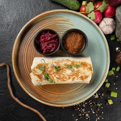 Конвертики из лаваша с гречкой и грибами, постный стол