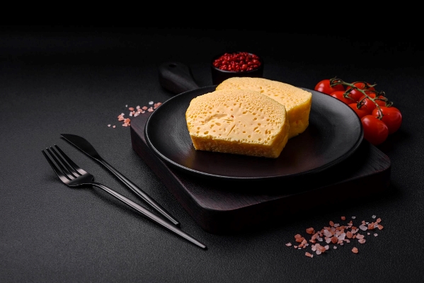 delicious omelet with milk spices and herbs cut into large pieces - Паровой омлет
