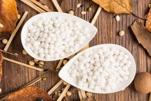 top view of tapioca pearls on bowls - Начинка из саго или тапиоки