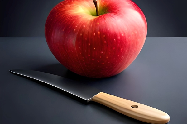 Хозяйке на заметку: виды кухонных ножей a red apple next to a knife with a wooden handle - Хозяйке на заметку: виды кухонных ножей