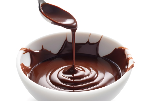 Сироп шоколадный (школьное питание) liquid chocolate in white bowl on white backgrounds 1 - Сироп шоколадный (школьное питание)