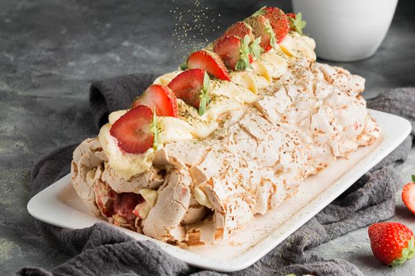 high angle of delicious meringue concept - width=