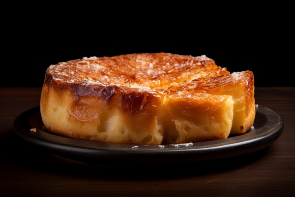 photo of homemadebread cake on black background - title=