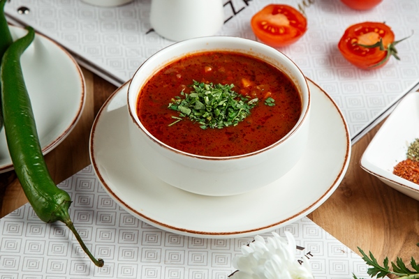 Овощной суп с кускусом borsch side view - Овощной суп с кускусом