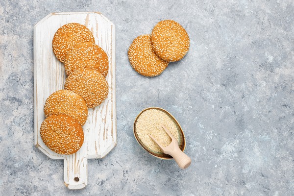 cookies with sesame seeds concrete surface top view - Соевое печенье