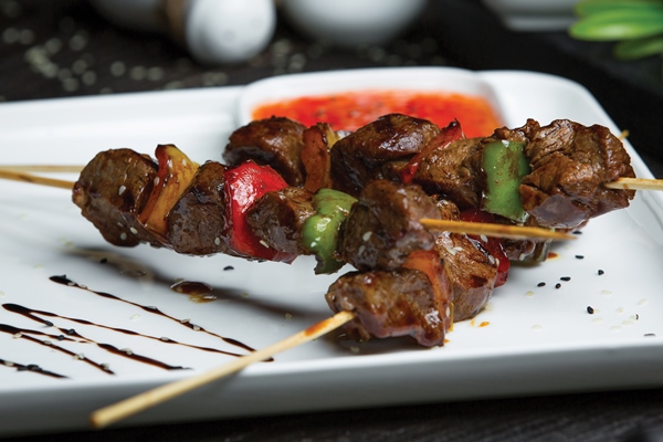 shish kebab with liver vegetables - Шашлык из баранины в духовке