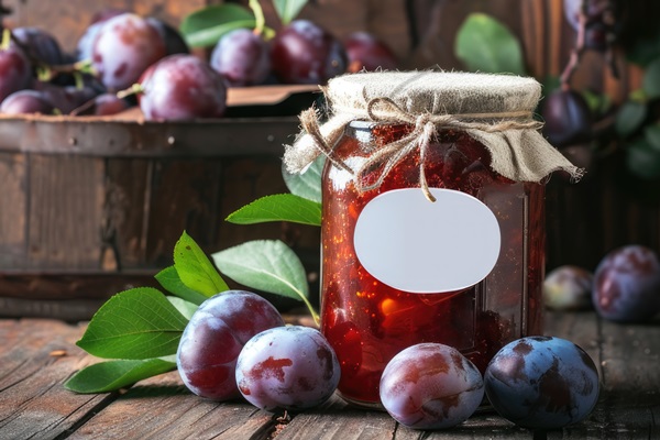 homemade plum jam glass jar rustic wooden table 1 - Повидло сливовое без сахара