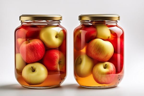 couple glass jars with apples inside them - Компот из яблок