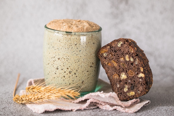 rye leaven bread is active starter sourdough fermented mixture water flour use as leaven bread baking concept healthy diet - Как проверить качество дрожжей