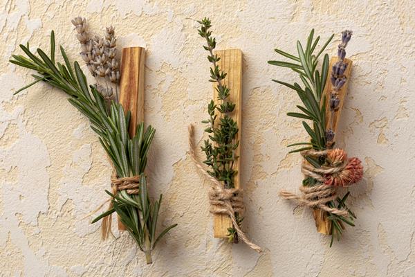 top view arrangement leaves wooden sticks - Как правильно использовать пряные травы