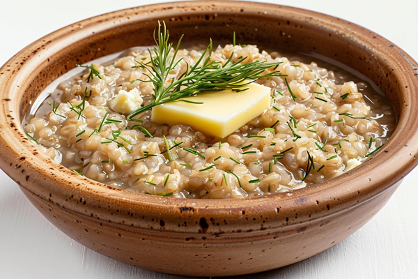 Тихвинская каша bowl food with slice lemon top it - Тихвинская каша