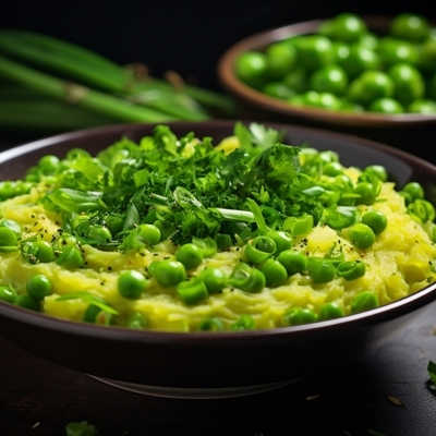 Гороховая каша с зелёным луком