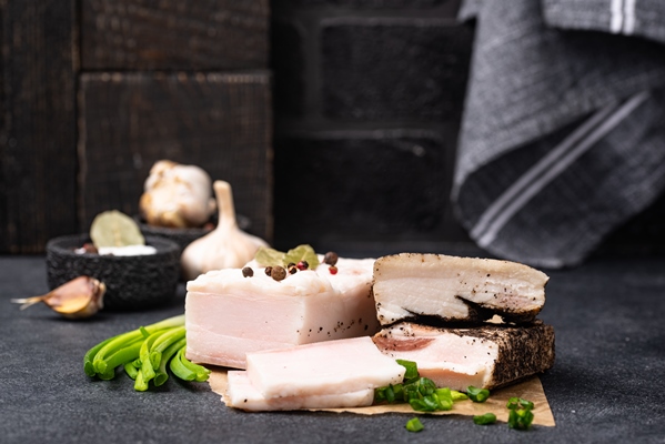 salty pork lard with garlic spices - Шпик