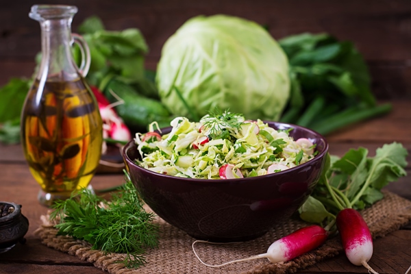 Салат из овощей на скорую руку vitamin salad young vegetables cabbage radish cucumber fresh herbs - Салат из овощей на скорую руку