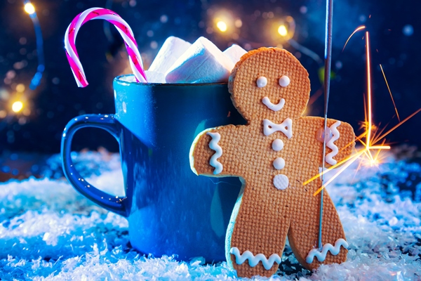 Как сделать праздничный стол полезным: рецепты и рекомендации gingerbread man cup hot chocolate with marshmallows sparkler - Как сделать праздничный стол полезным: рецепты и рекомендации