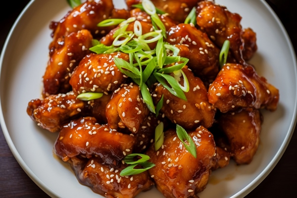 top view delicious chicken table - Курица с кунжутом