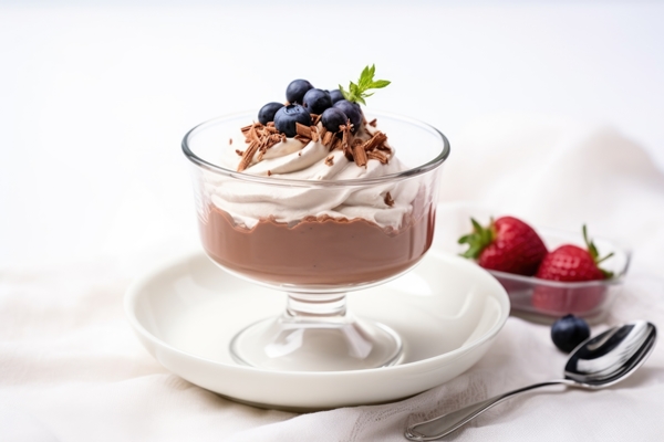 Творожный крем диетический chocolate mousse glass dessert bowl white tablecloth - Творожный крем диетический