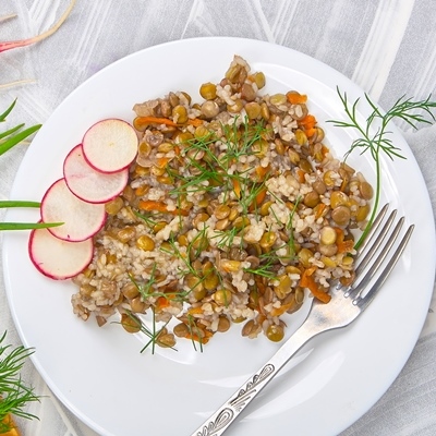 Перловая каша с чечевицей