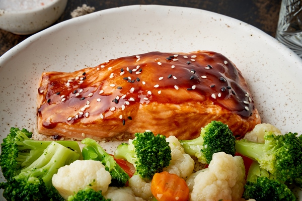 Сёмга в соевом соусе steam salmon vegetables paleo keto fodmap dash diet - Сёмга в соевом соусе