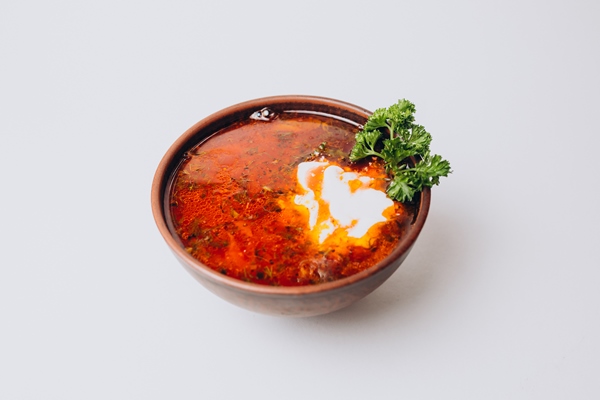 tradicionnyi ukrainskii bors izolirovannye na beloi poverhnosti - Борщ со скумбрией