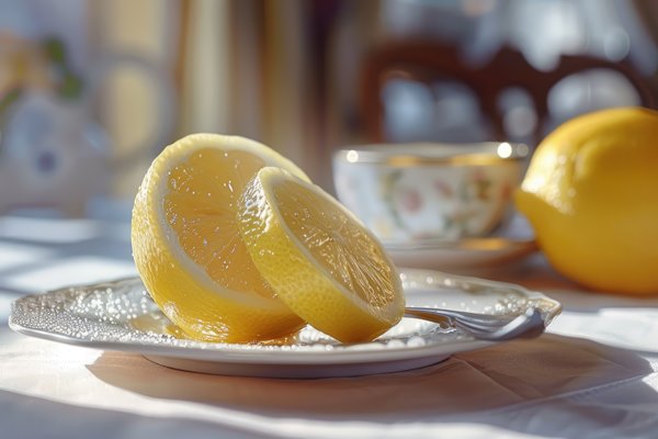 sliced lemon tableware kitchen table close up - Лимоны в сахаре