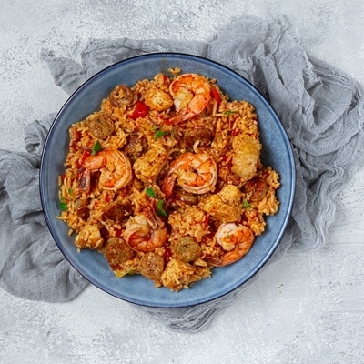 Рис с креветками и овощами по-креольски