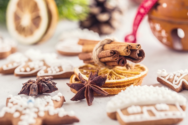 cinnamon star anise gingerbread dry orange with christmas decoration - Смесь специй "Имбирный пряник"