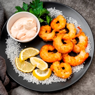 Жареные острые креветки