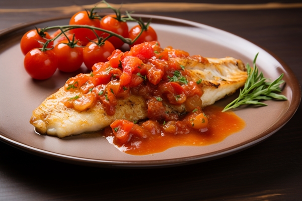 escovitch fish with tangy tomato compote yummy escovitch fish food image photography - Белая рыба в томатном соусе по-мексикански