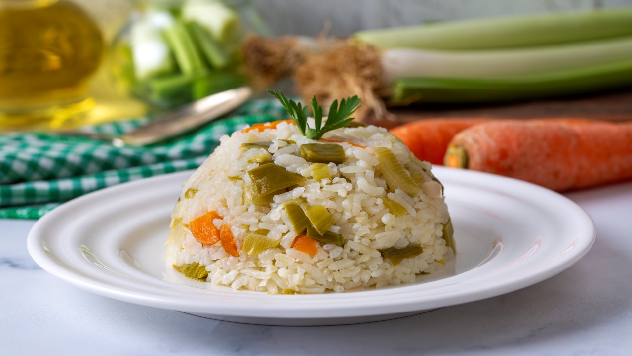 Рис с кабачком и морковью