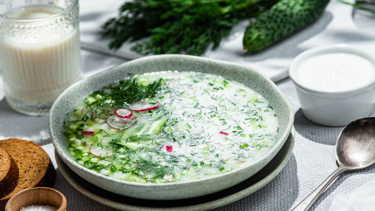 Куриная окрошка на тане