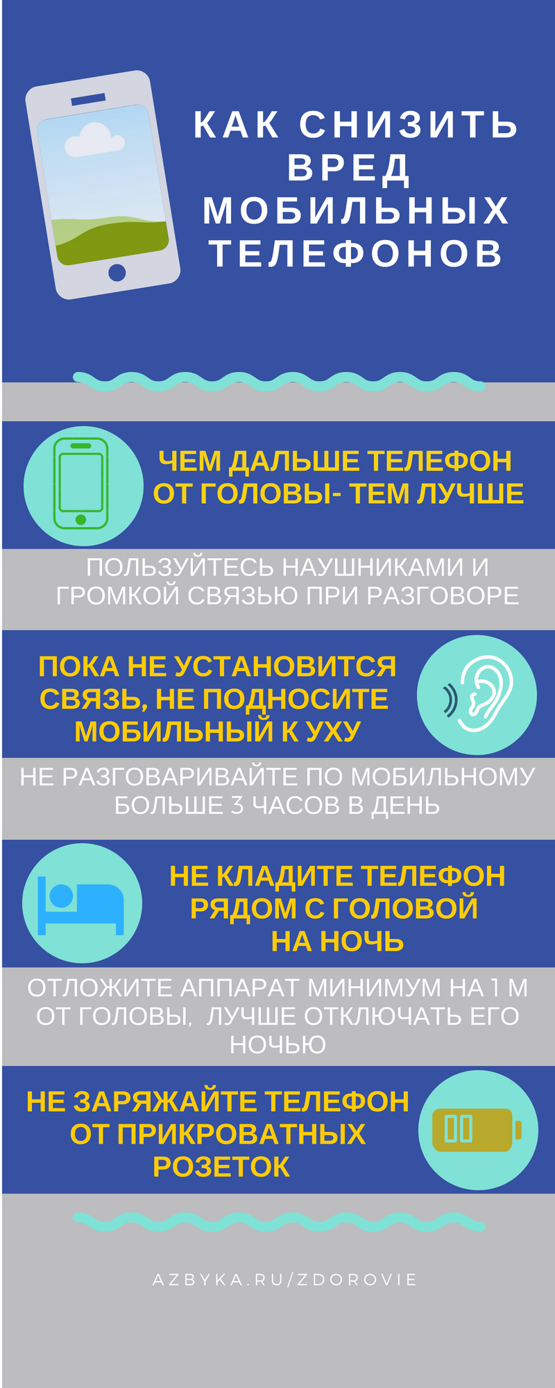 Как снизить вред мобильных телефонов - инфографика - Азбука здоровья